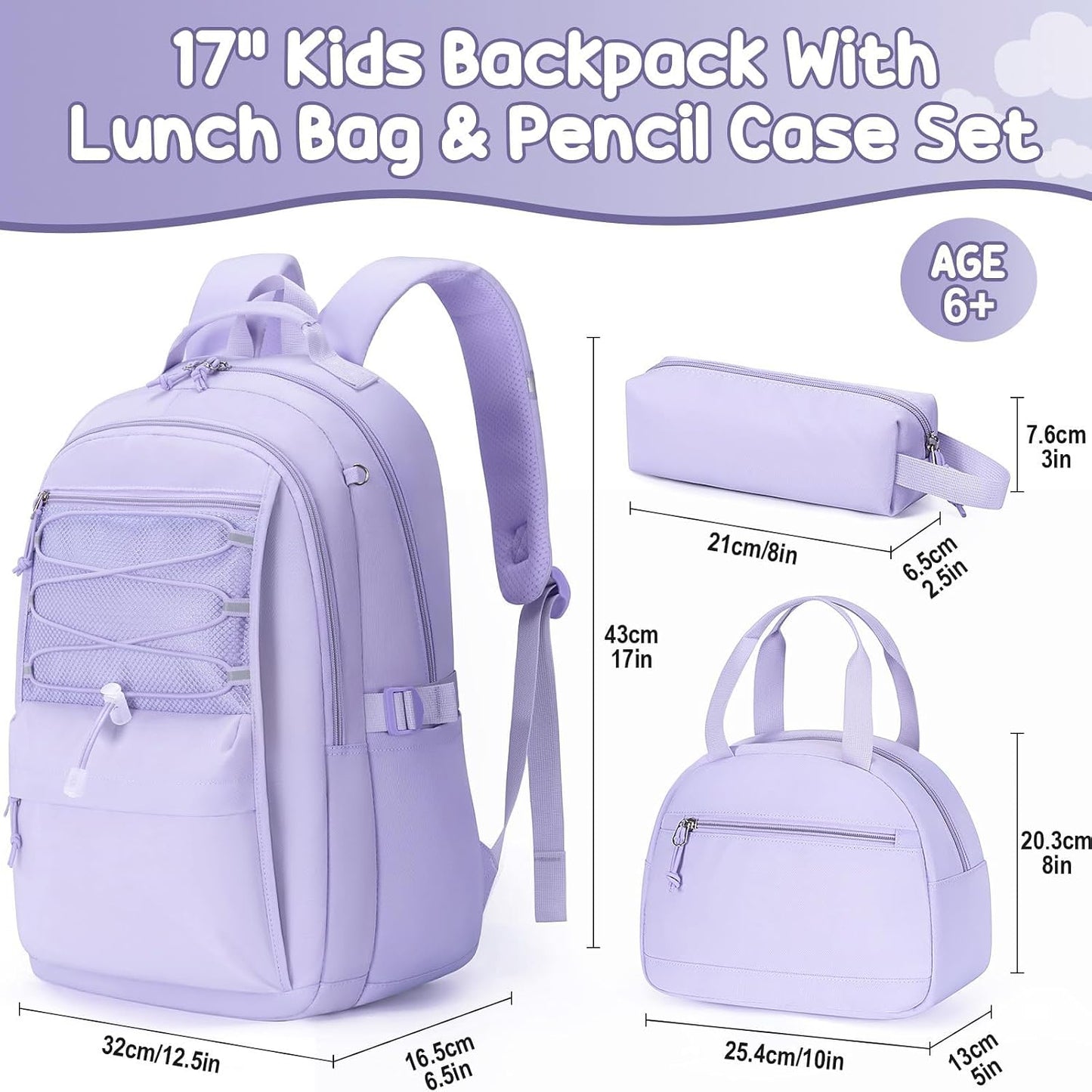 Bright Pack 3-Piece Waterproof School Backpack Set